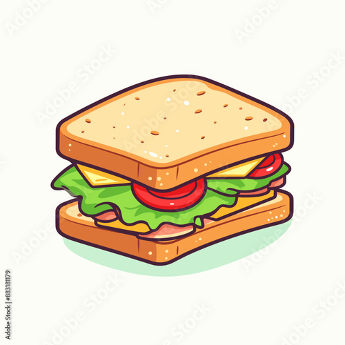 Sandwich cheeseburger cheese burger floating cartoon vector icon logo illustration fast food flat cartoon drawing art isolated background