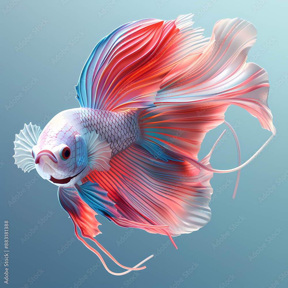 Fototapeta premium 3D fighting fish in white background vector image