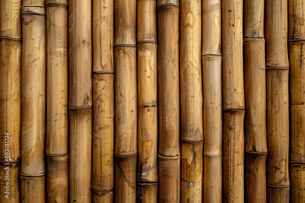 Bamboo wood background, light brown in color, vertical lines of bamboo texture shown close-up from a top view with high resolution and quality details. Bamboo wood background, light brown in color, vertical lines of bamboo texture shown close-up from a top view with high resolution and quality details.