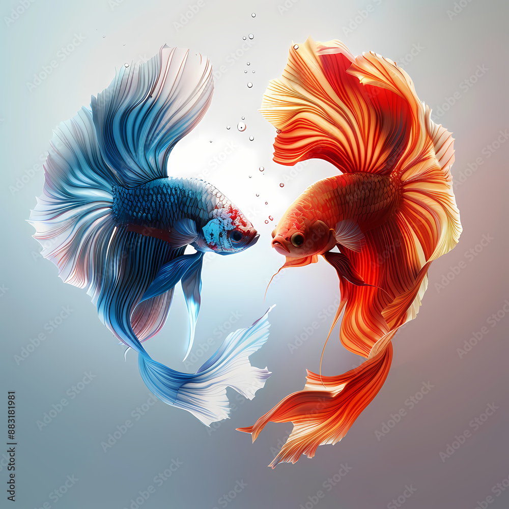 Fototapeta premium 3D fighting fish in white background vector image