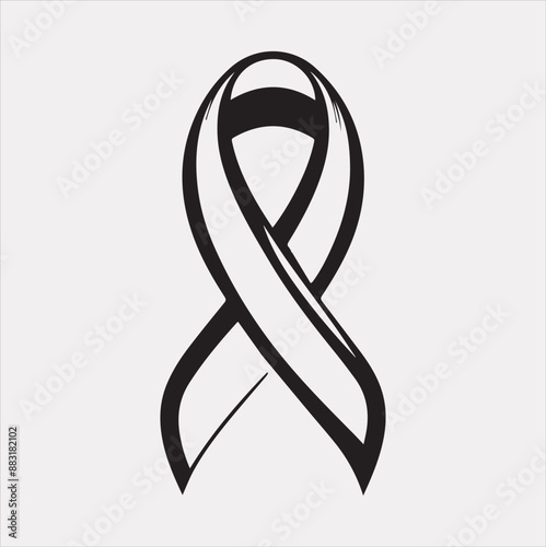 Cancer Ribbon silhouette vector on white background cancer awareness. Symbol healthcare