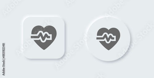 Heart beat solid icon in neomorphic design style. Health signs vector illustration.
