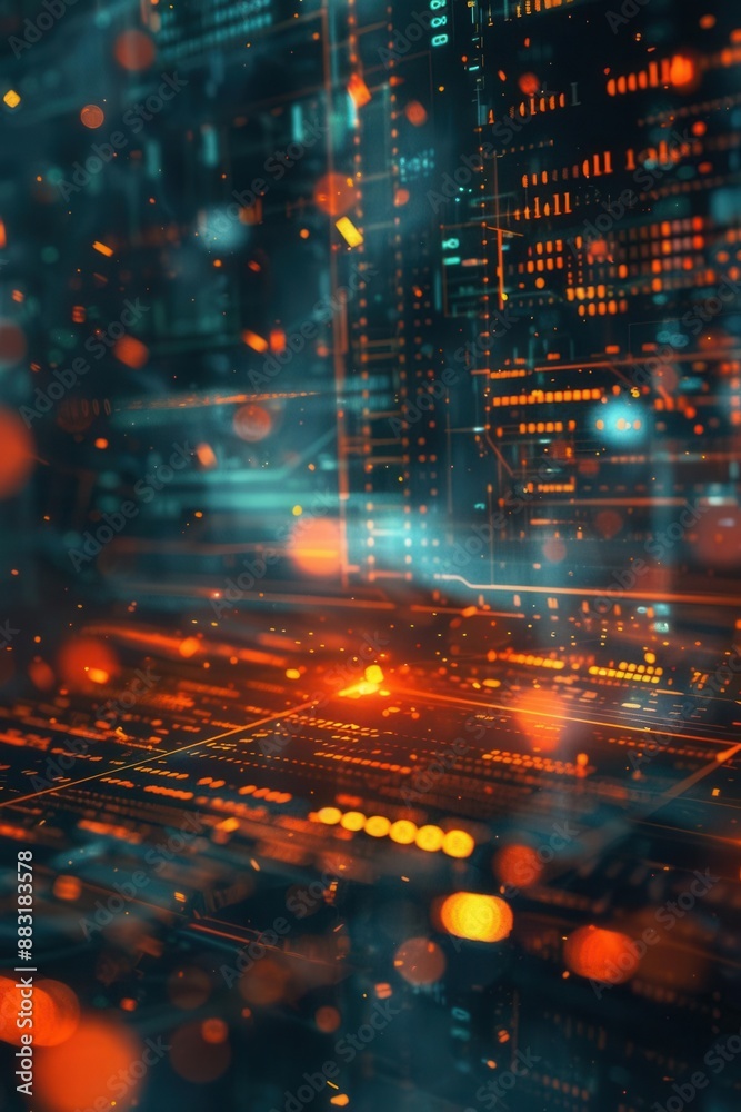 Obraz premium Digital bankruptcy stamp on virtual document of future financial crisis