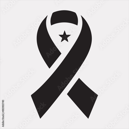 Cancer Ribbon silhouette vector on white background cancer awareness. Symbol healthcare