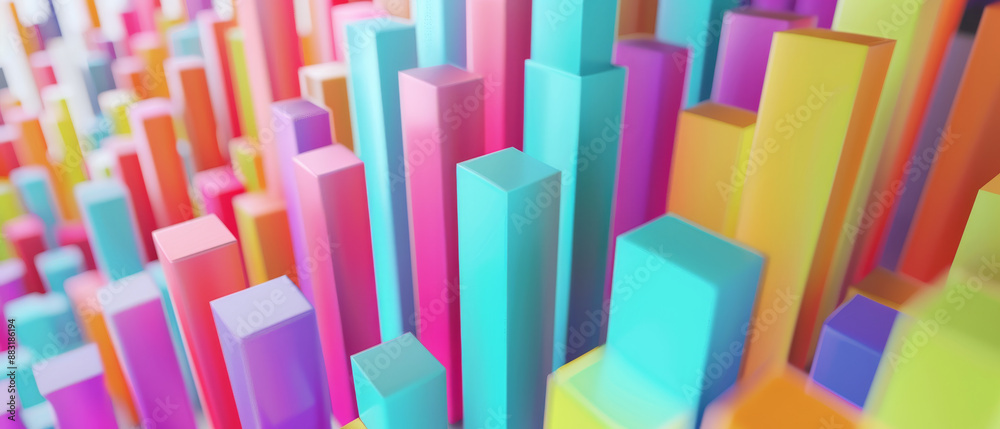 An abstract image of colorful 3D blocks arranged in various heights and shades, creating a lively, geometric cityscape effect. An abstract image of colorful 3D blocks arranged in various heights and shades, creating a lively, geometric cityscape effect.