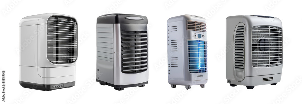 Modern air cooler isolated on transparent background. Smart ac air cooler set collection PNG Modern air cooler isolated on transparent background. Smart ac air cooler set collection PNG