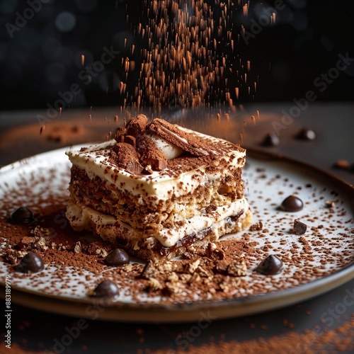 Pudding cheesecake and tiramisu. Desserts. Generative AI