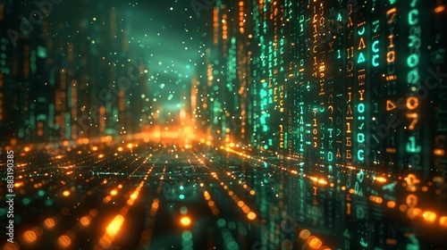 Wallpaper Mural a digital image of a city with lots of numbers. Torontodigital.ca