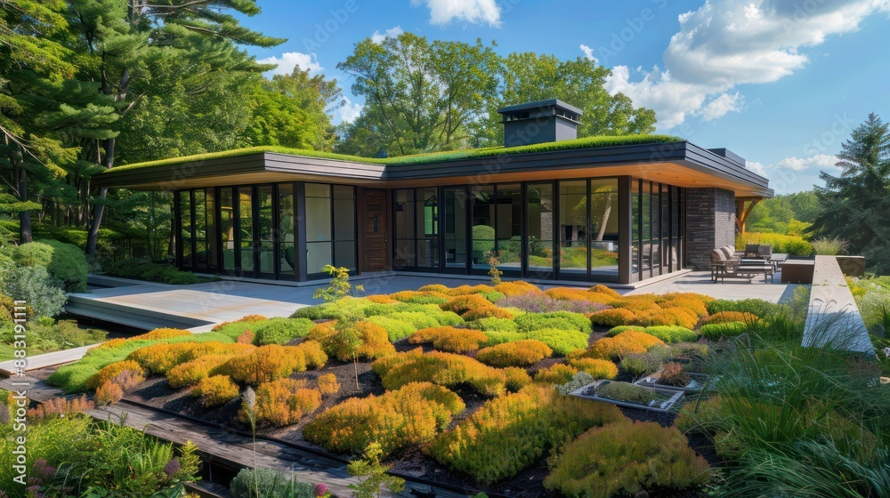 Suburban Colonial home with an innovative, eco-friendly green roof ...