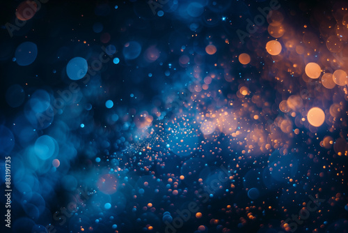 Mesmerizing abstract bokeh background with blue glowing particles, ideal for creating a sophisticated and contemporary atmosphere in design. Photo