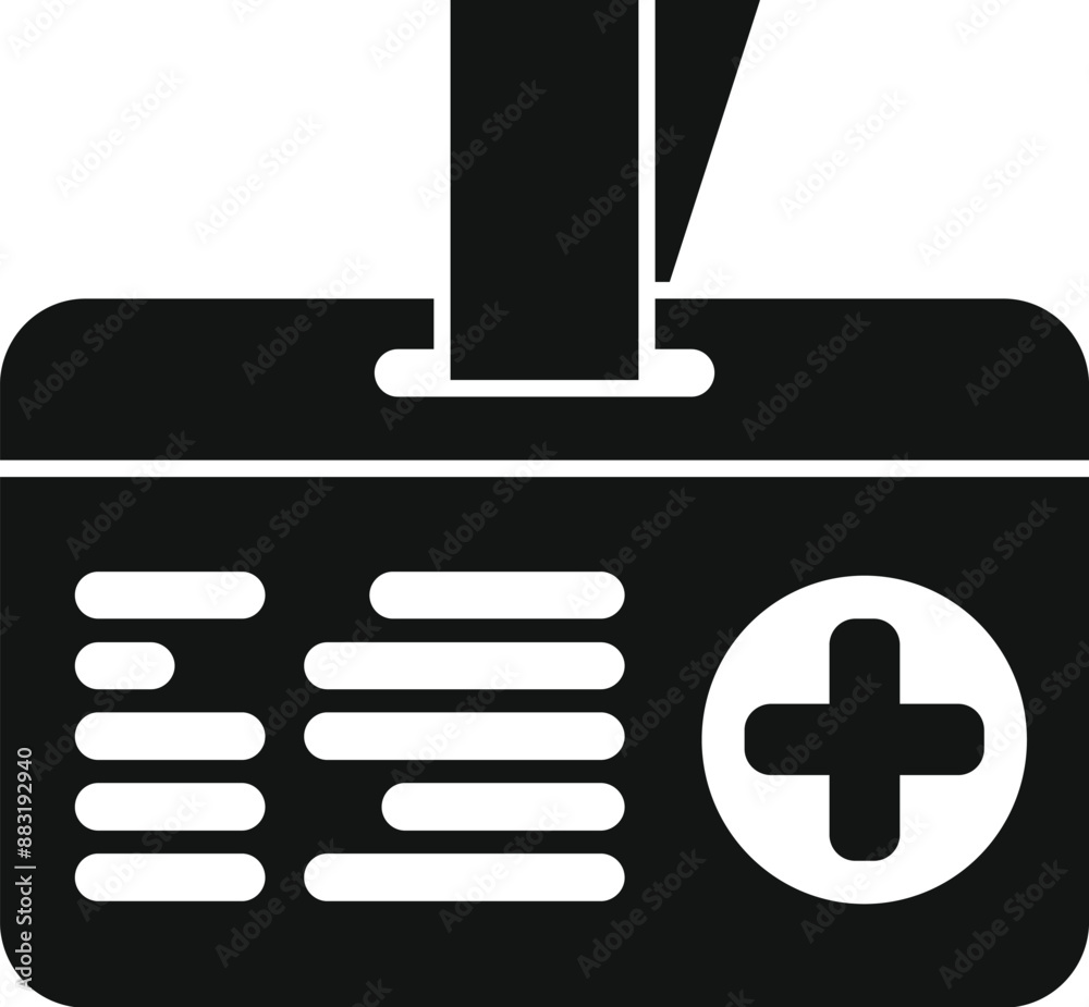 Black glyph icon for medical id card hanging on a lanyard Black glyph icon for medical id card hanging on a lanyard