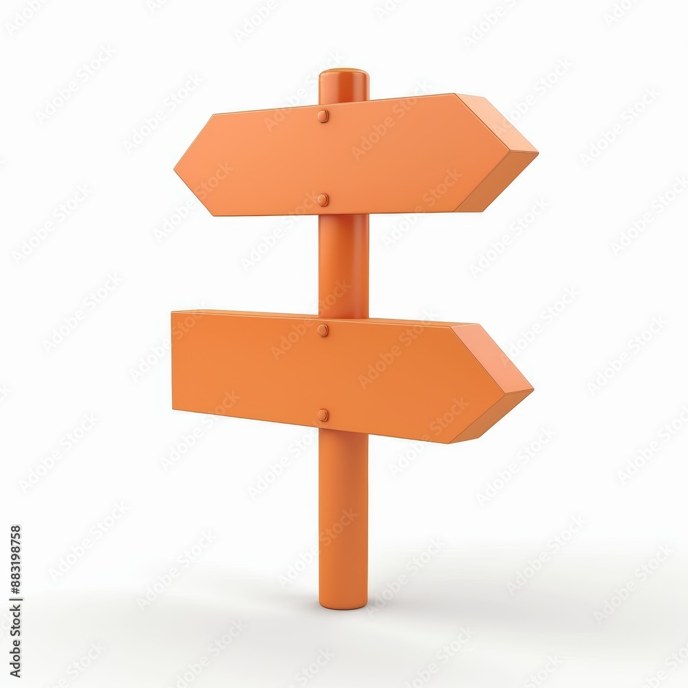Directional Sign in Bright Orange on White Background Generative AI Directional Sign in Bright Orange on White Background Generative AI