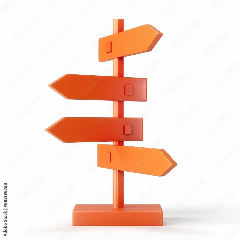 Directional Sign in Bright Orange on White Background Generative AI Directional Sign in Bright Orange on White Background Generative AI