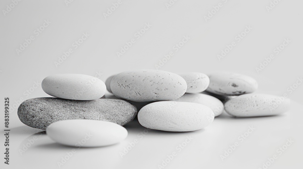 Stack of White Stones on a White Background Stack of White Stones on a White Background