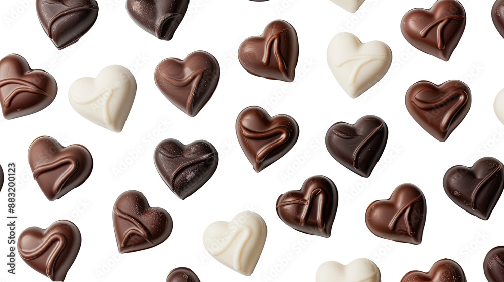 Chocolate hearts on transparent background Chocolate hearts on transparent background