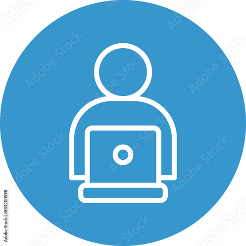 Office Worker Vector Line White Circles Multicolors