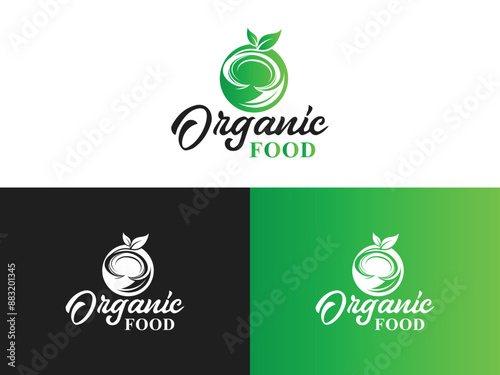 Organic Food Logo Design Premium Vector Template 