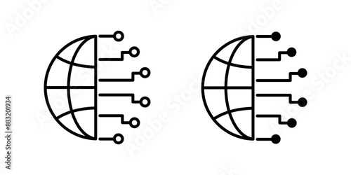 Big data glyph Icon set. Symbol isolated white background. vector illustration. color editable.