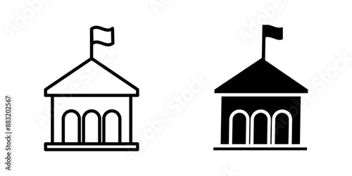 City hall Icon set .Symbol isolated white background. vector illustration. color editable.