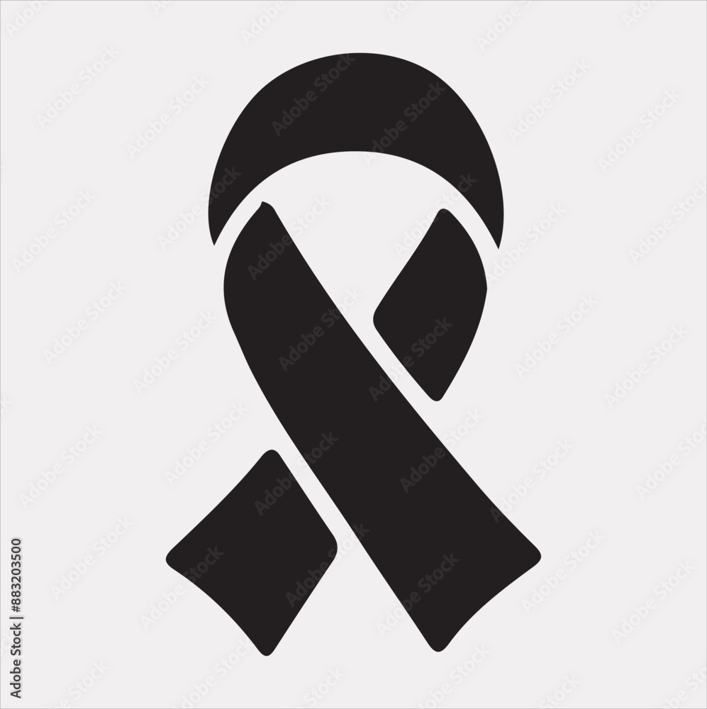 Cancer Ribbon silhouette vector on white background cancer awareness. Symbol healthcare Cancer Ribbon silhouette vector on white background cancer awareness. Symbol healthcare
