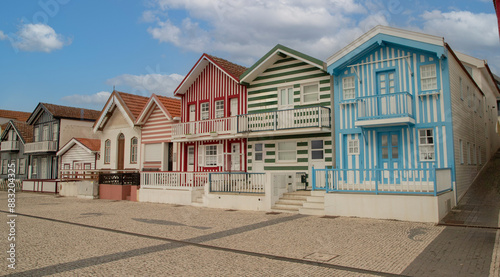 Costa nova Colorful striped fishermen's houses or palheiro in Costa Nova, Aveiro