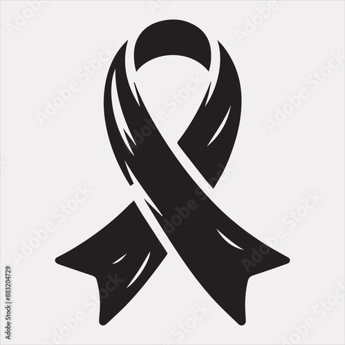 Cancer Ribbon silhouette vector on white background cancer awareness. Symbol healthcare