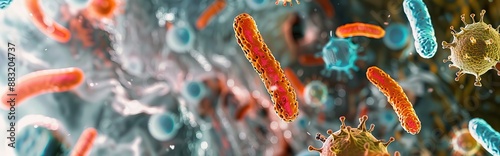 Enterobacterias Gram negativas Proteobacteria, bacteria such as salmonella, escherichia coli, yersinia pestis, klebsiella. 3D illustration. AI generated illustration photo