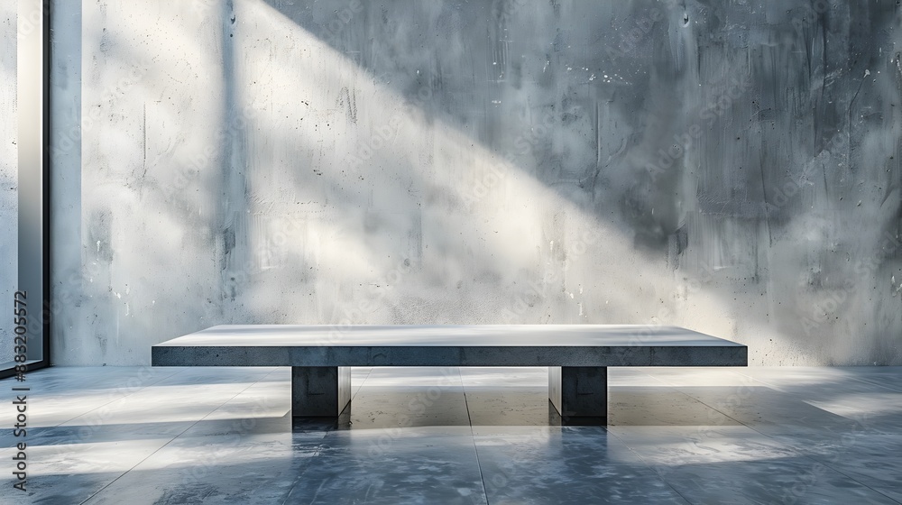 Minimalist Steel Table in Modern Art Gallery Ready to Showcase Unique Sculptures