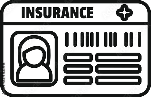 Insurance card showing personal medical information with photo id and barcode