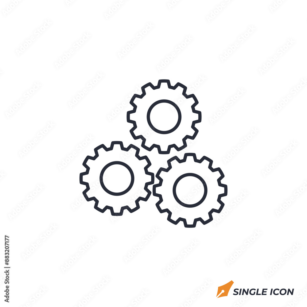 Gear icon vector illustration. Gear symbol isolated on white background. Gear icon vector illustration. Gear symbol isolated on white background.