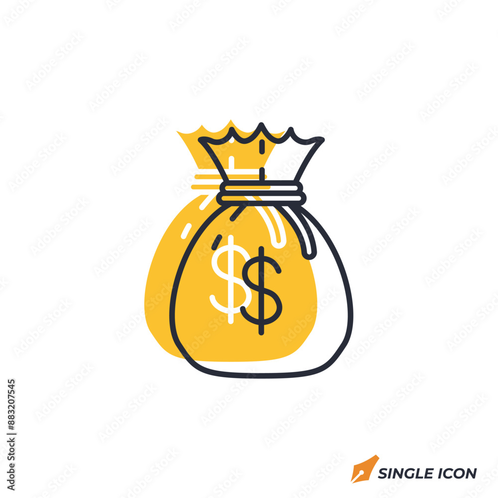 Money bag icon vector illustration. Money bag symbol isolated on white background. Money bag icon vector illustration. Money bag symbol isolated on white background.