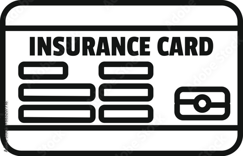 Simple line icon of an insurance card, symbolizing health coverage and medical expenses