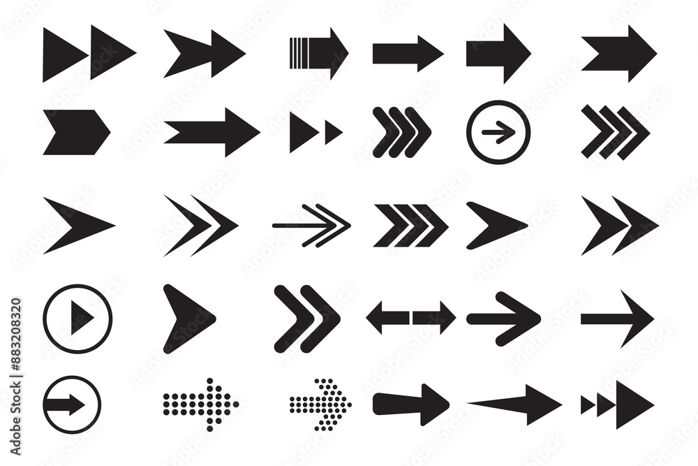 Arrow icon set. Mega bundle set. Collection different arrows sign. Arrow icon vector set. Contains symbol of various arrow head point shape, play, pause, next button symbol. Vector illustration. Arrow icon set. Mega bundle set. Collection different arrows sign. Arrow icon vector set. Contains symbol of various arrow head point shape, play, pause, next button symbol. Vector illustration.