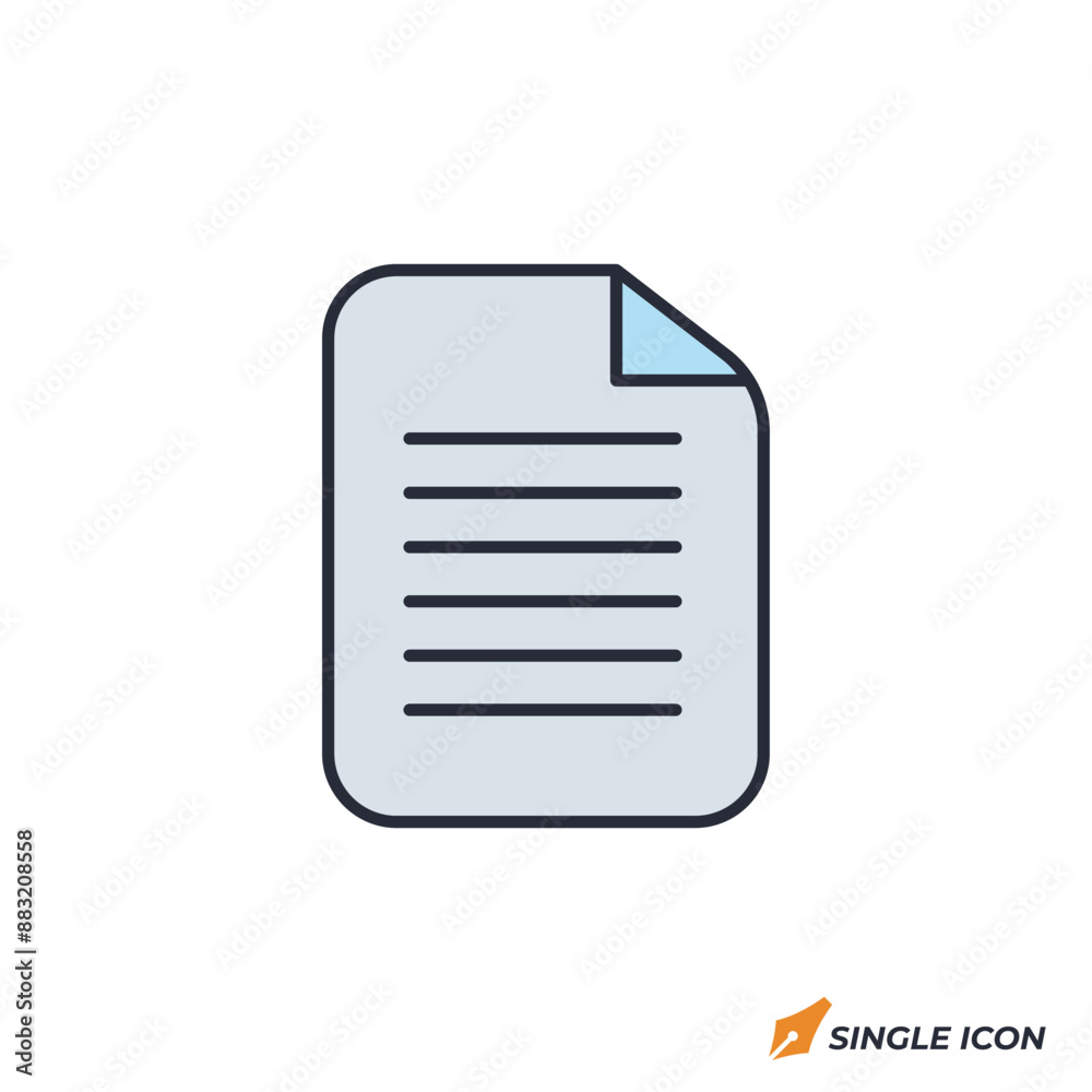 Document icon vector illustration. Document symbol isolated on white background. Document icon vector illustration. Document symbol isolated on white background.