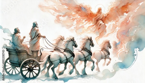 Elijah's Chariot. Digital watercolor illustration. photo