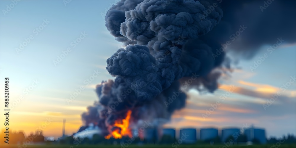 Ecological Disaster Caused by Industrial Tank Farm Fire and Black Smoke ...