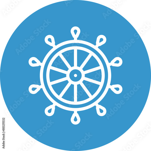 Nautical Wheel Vector Line White Circles Multicolors