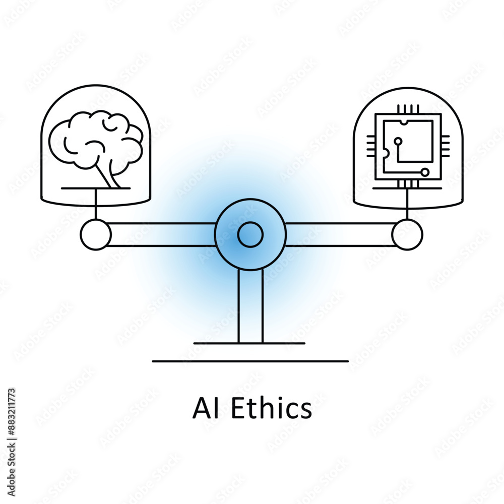 AI Ethics Icon Set: Principles and Applications of Ethical Artificial Intelligence. AI Ethics Icon Set: Principles and Applications of Ethical Artificial Intelligence.