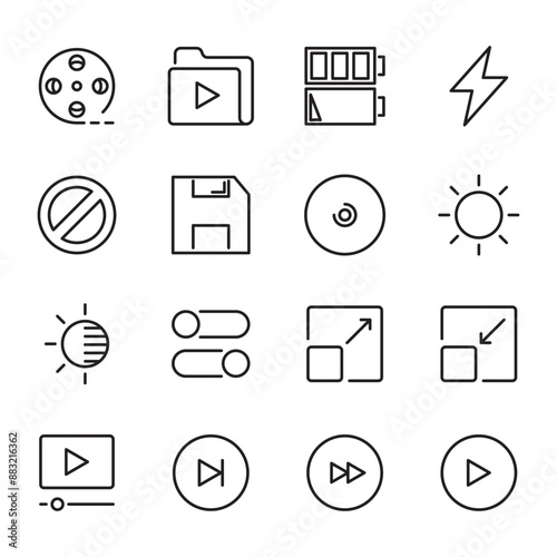 User interface thin line icon set