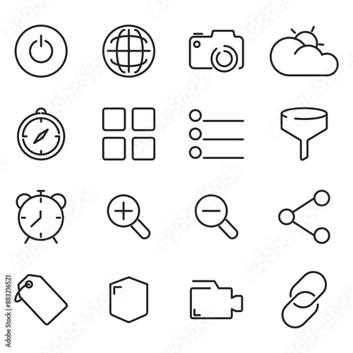  User interface thin line icon set. Outline symbol collection. Editable vector stroke.