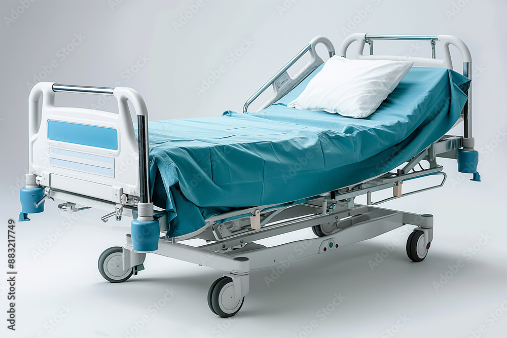 a hospital bed isolated on white background a hospital bed isolated on white background
