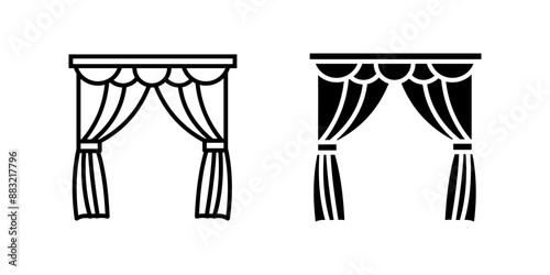 Theatre Curtains set User Icon Symbol isolated white background. vector illustration. color editable.