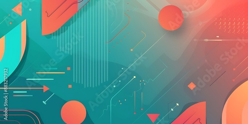 A flat vector background with gradient, featuring rounded and curved shapes,geometric patterns,This graphic is designed as part of digital marketing materials 