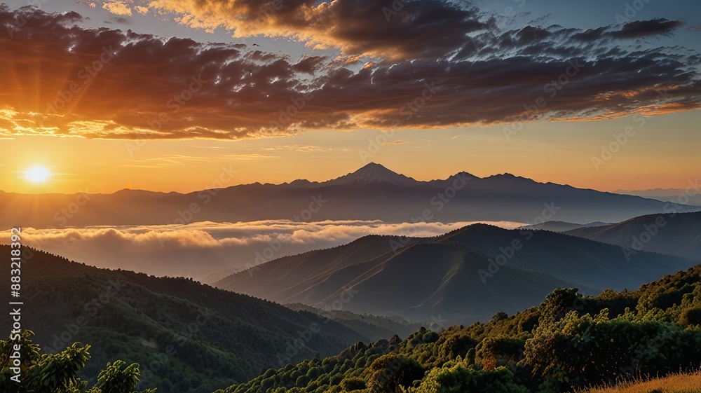 Beautiful mountain sunrise view with the camera Beautiful mountain sunrise view with the camera