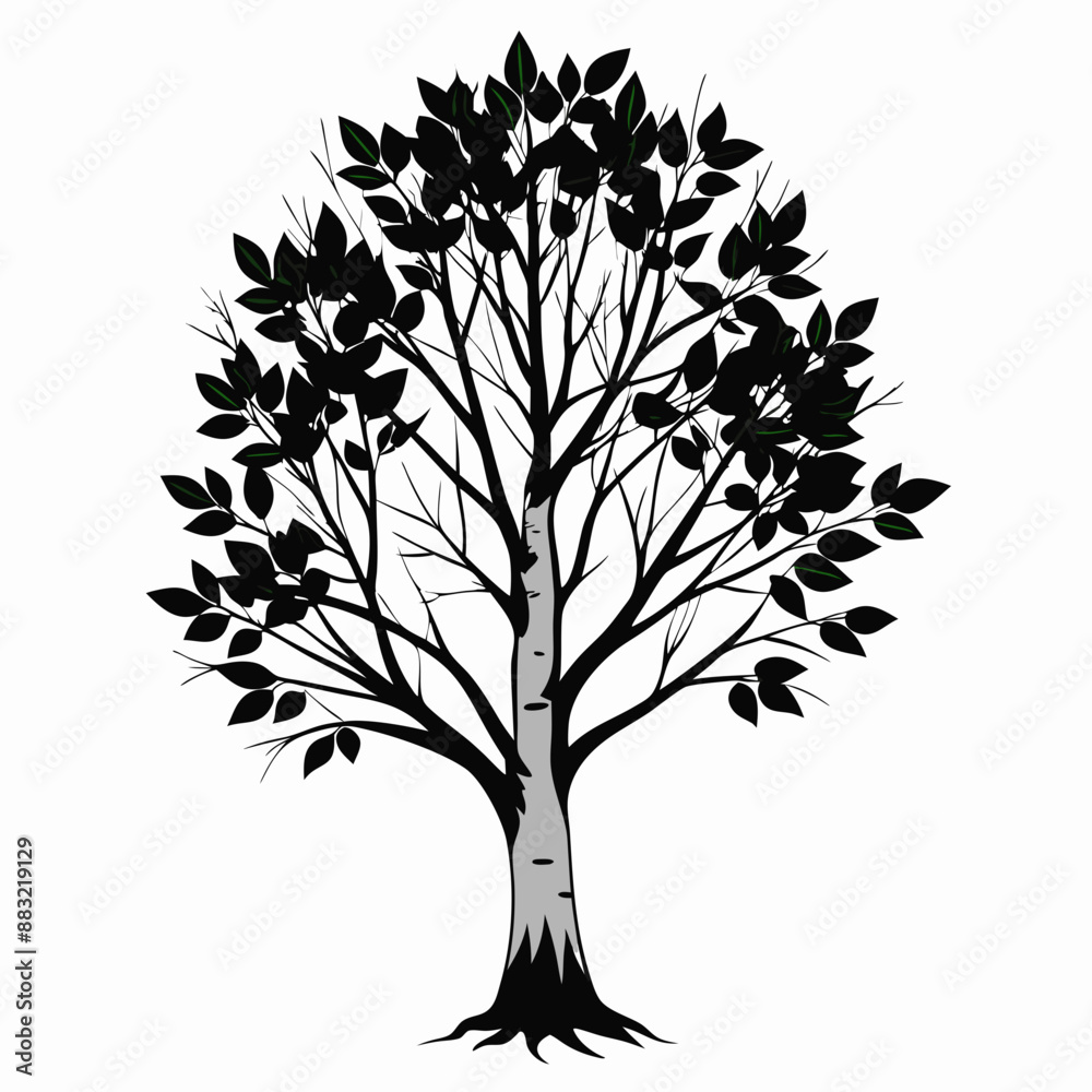 Obraz premium tree with leaves vector illustration 
