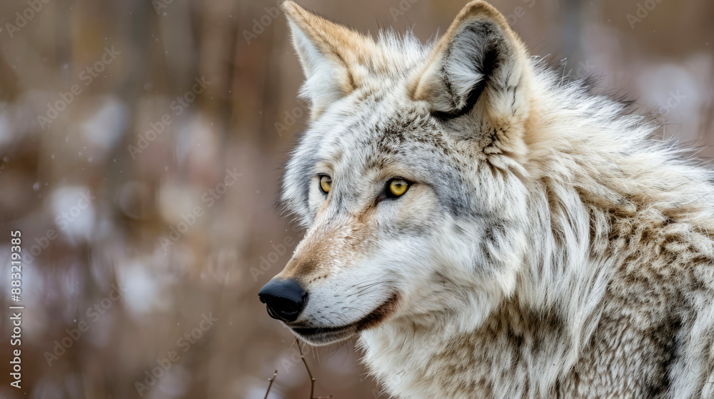 Majestic Gray Wolf in Natural Habitat, Captured in Stunning Detail with Warm Autumn Colors in the Background Majestic Gray Wolf in Natural Habitat, Captured in Stunning Detail with Warm Autumn Colors in the Background