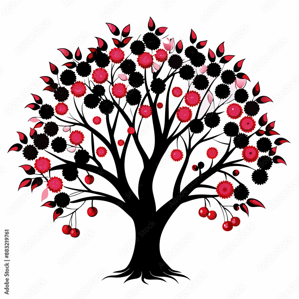 Obraz premium tree with leaves vector illustration 