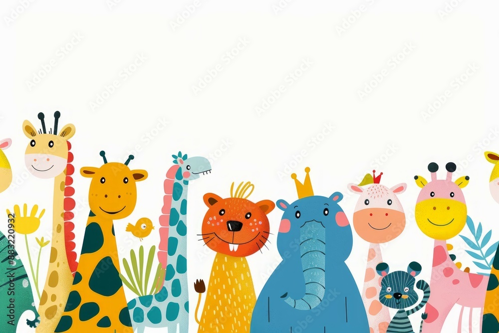 Cute and brightly colored and playful animal illustration. Wild woodland safari jungle animals illustrations. Cute and brightly colored and playful animal illustration. Wild woodland safari jungle animals illustrations.