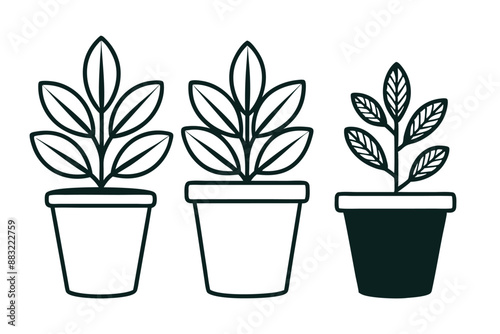 3 plant pots vector silhouette H.eps