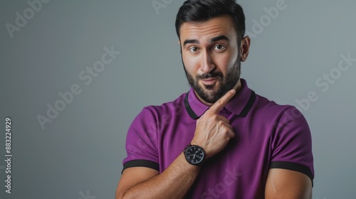 The man in purple shirt photo